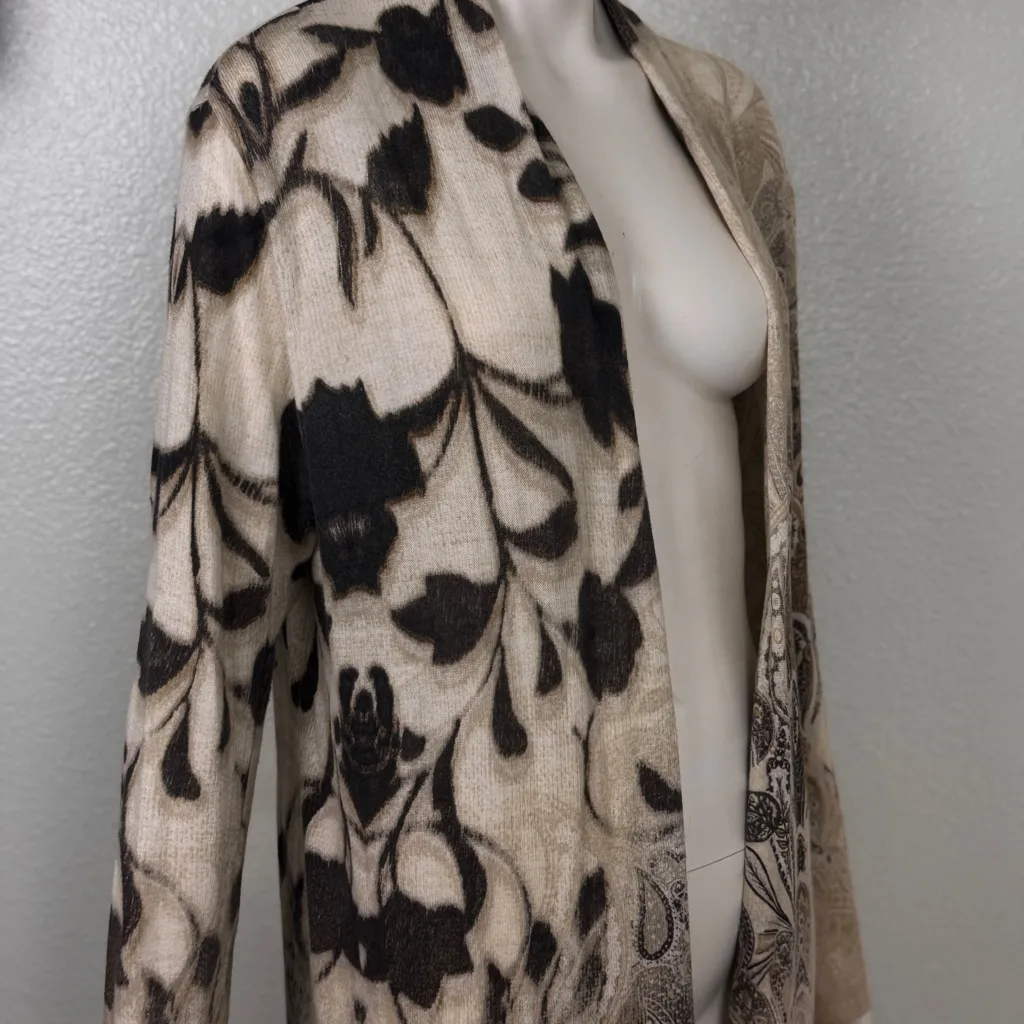 CHICO'S Long Cover Up Duster Cotton Shades of Brown Size 1 Large - Image 9