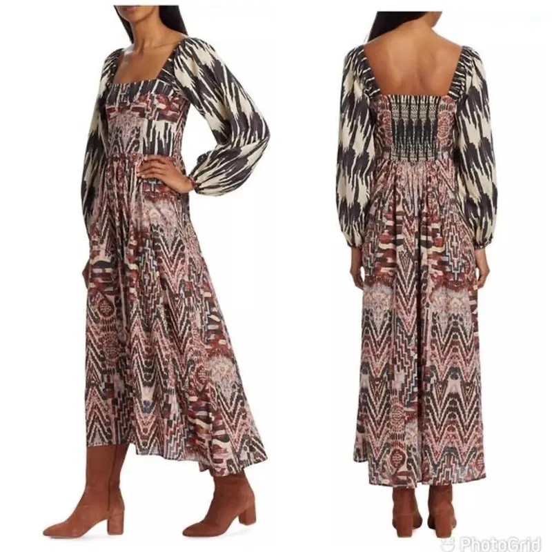 MARIA CHER Multicolored Southwestern 100% Cotton Junin Naibi Dress size XS Red - Image 14