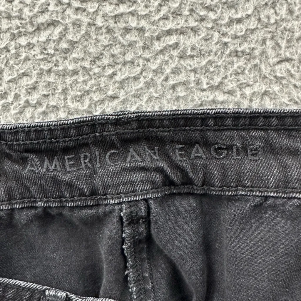 American‎ Eagle Hi Rise A Line Mini Skirt Black Denim Casual Festival Women's 2 - Image 3