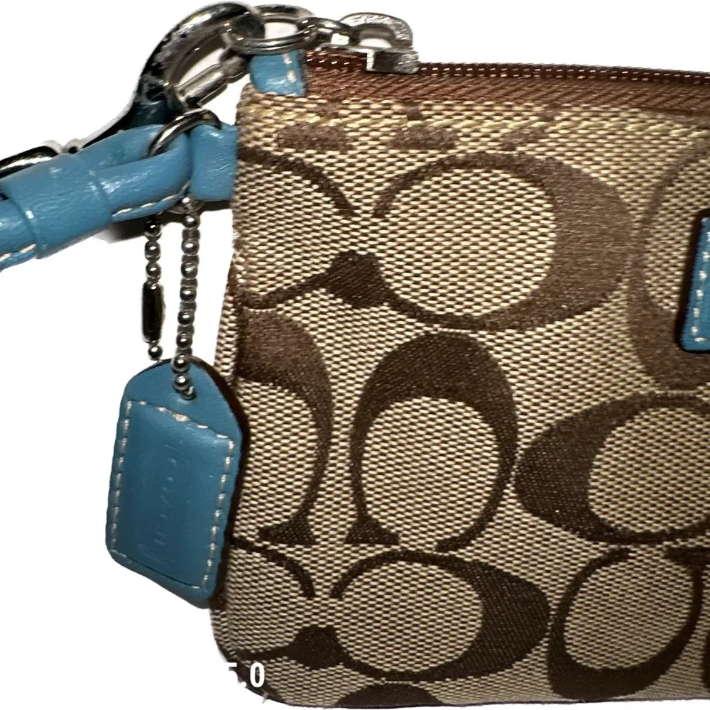Coach Tan Teal Wristlet - Image 12