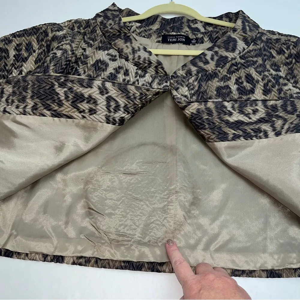 TERI JON by RICKIE FREEMAN Animal Print Snakeskin Evening Jacket Size 14 *FLAWED Brown - Image 6