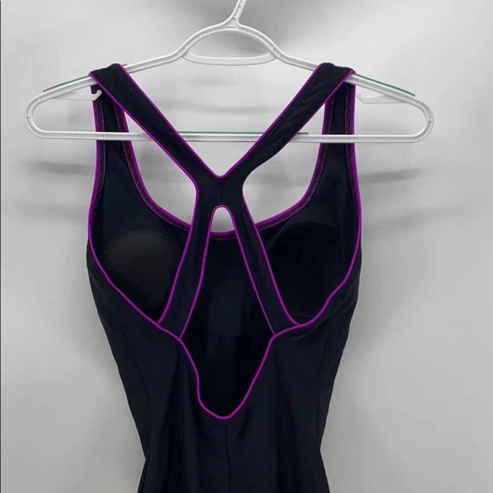 Speedo Ultraback black and fuchsia one piece summer swim class school size 6 - Image 5