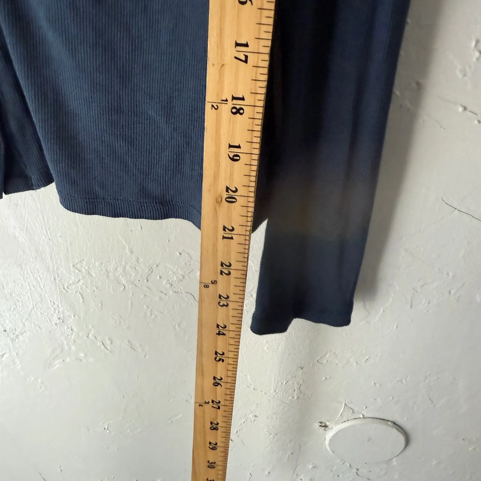 Madewell Ribbed Button Front Long Sleeve Top Womens Small Collared Blue‎ Preppy - Image 6