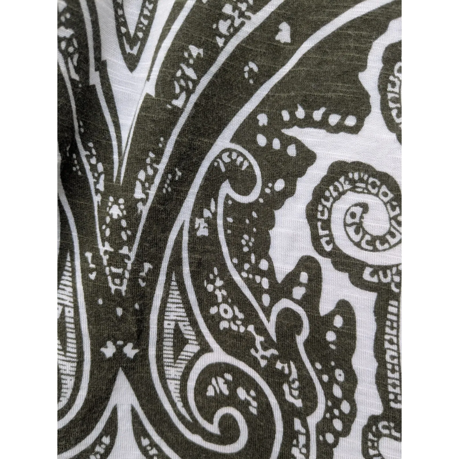 INC Women's Blouse Top 3/4 Sleeve White Green Paisley Boho Hippie Size Medium - Image 7