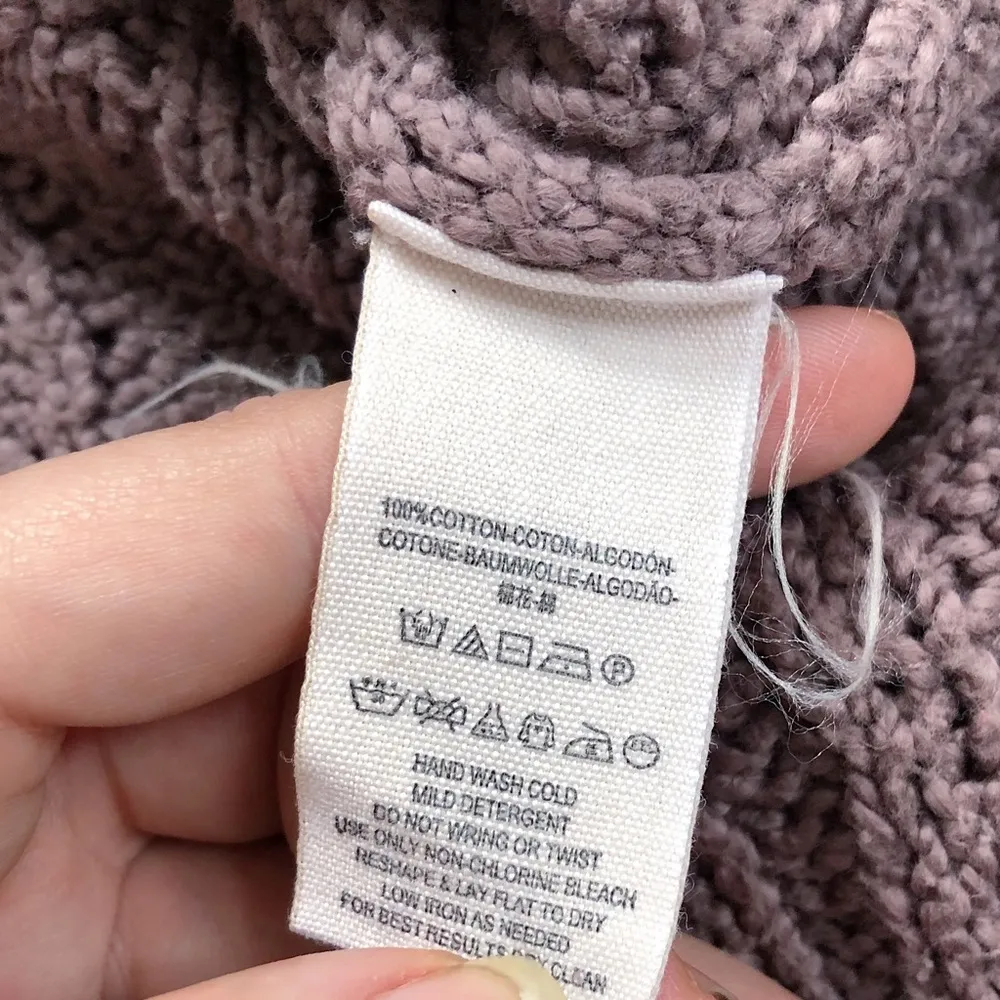 Free People • Easy Cable V Neck Sweater taupe Mushroom oversized tunic cotton - Image 8