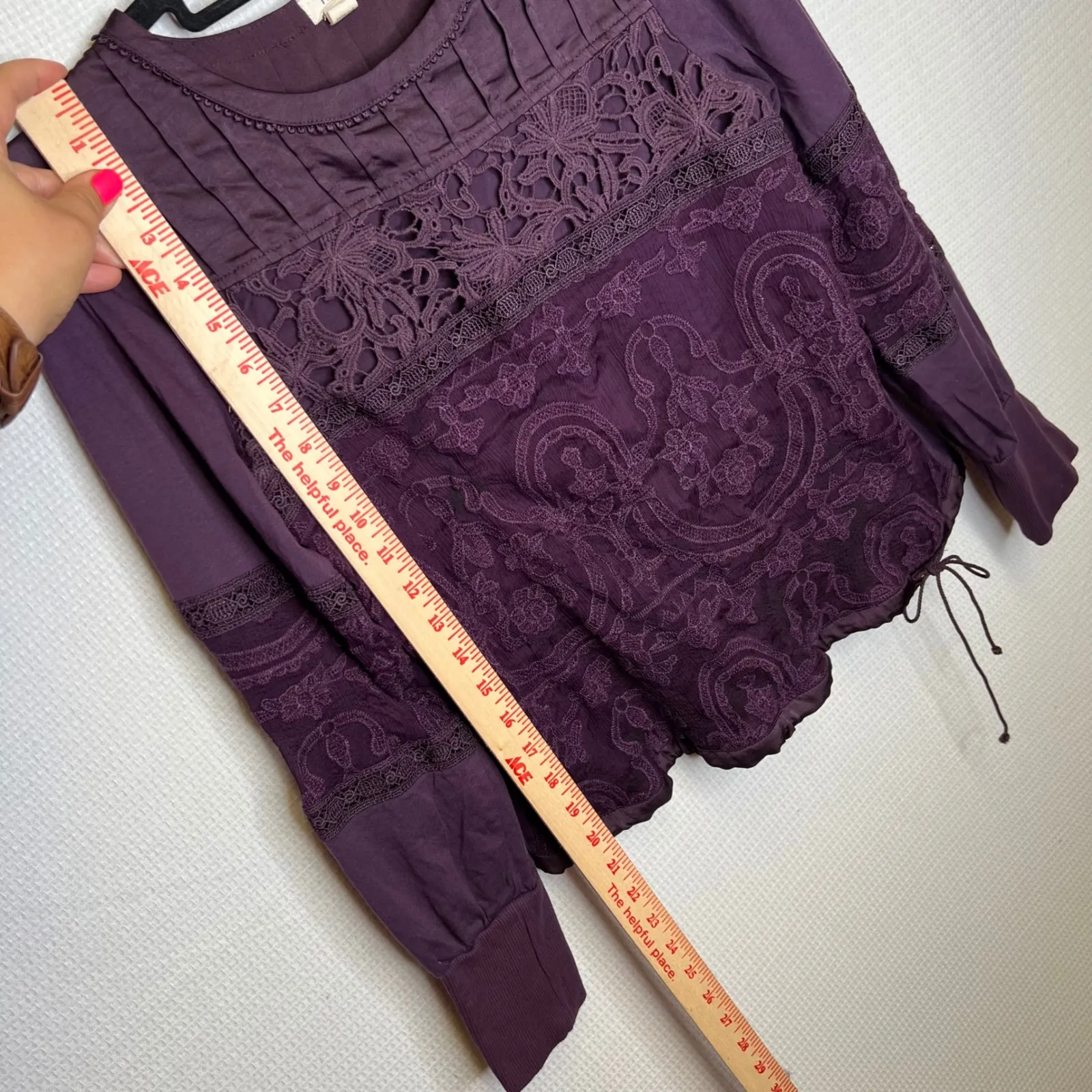 Tiny by Anthropologie Voilet Purple Lace Applique Long Sleeve‎ Top Womens Size M Size M - Image 6