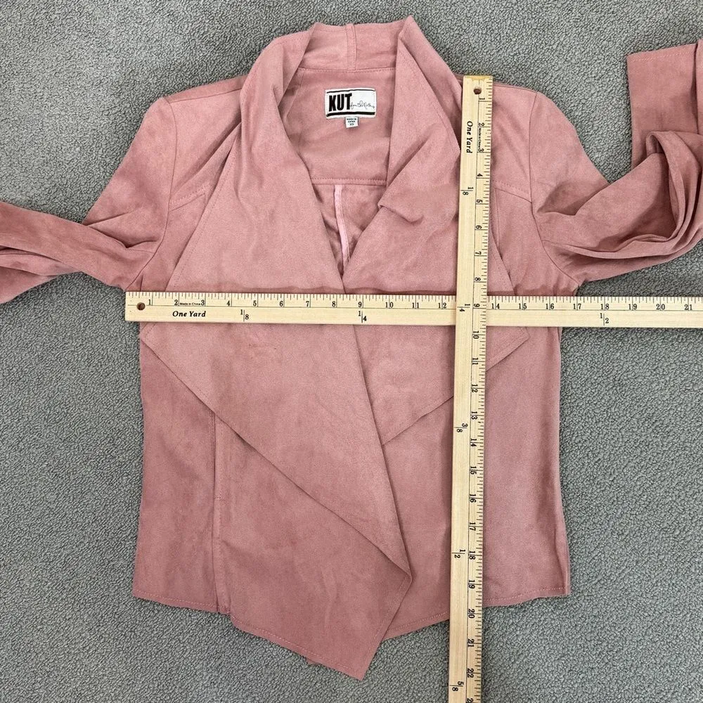 Kut from‎ the Kloth Tayanita Faux Suede Jacket Rose Pink XS Open Waterfall - Image 13