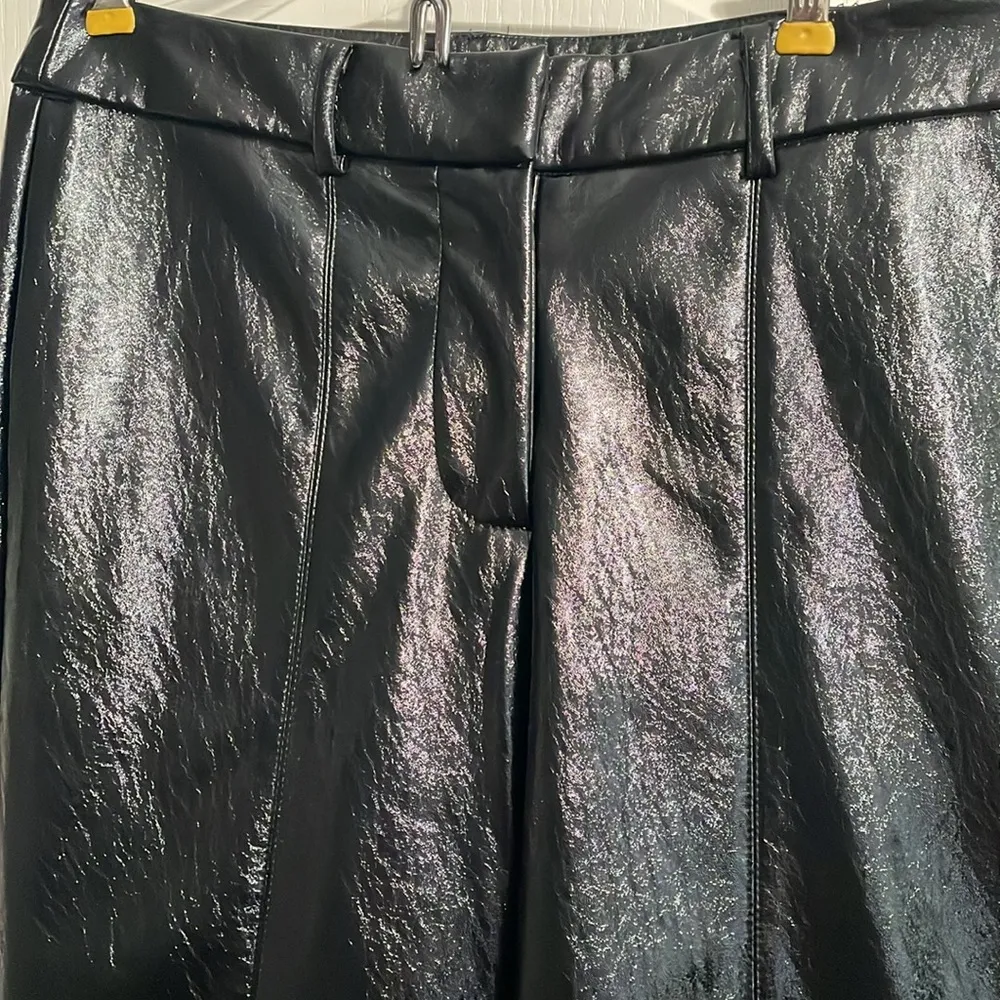7 For All Mankind Black Vegan Leather Cropped Easy Trouser - Image 6