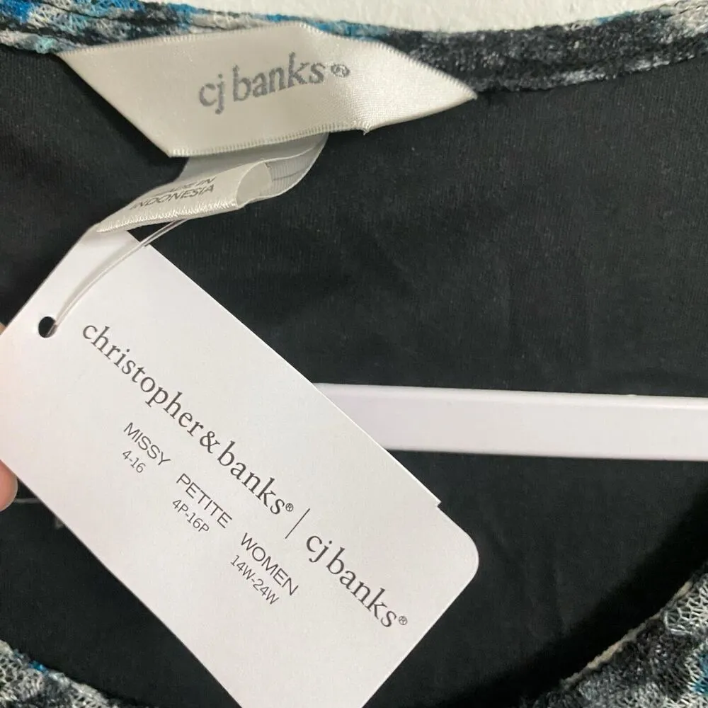 CJ Banks Women's Top Blue Black Paisley Plus Size 1X 16/18W - Image 8