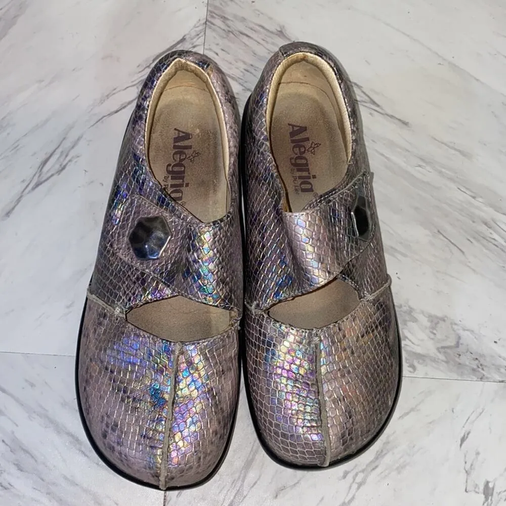 Alegria Kaitlyn Sockeye Metallic Snake Skin Mary Jane Comfort Clogs Size 36 / 6 - Image 4