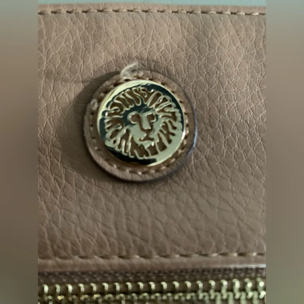 Anne Klein Neutral Taupe Leather Crossbody Multi Pockets Slots - Image 3