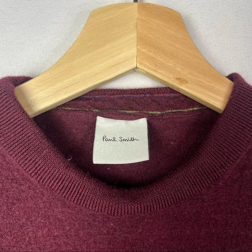 Paul Smith Burgundy Red Crewneck Merino Wool Pullover Sweater S - Image 3
