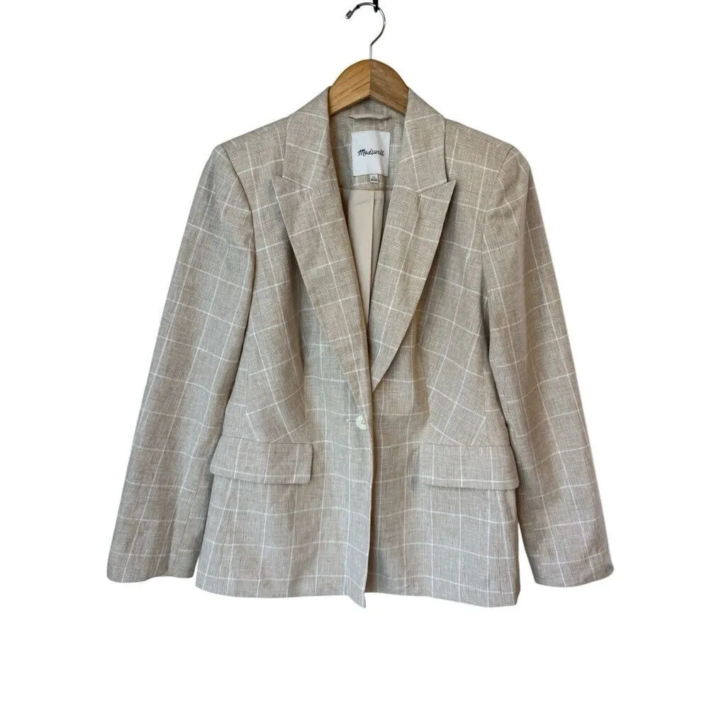 Madewell The Slim Blazer in Sesame Maeve Glen Plaid Size M - Image 6
