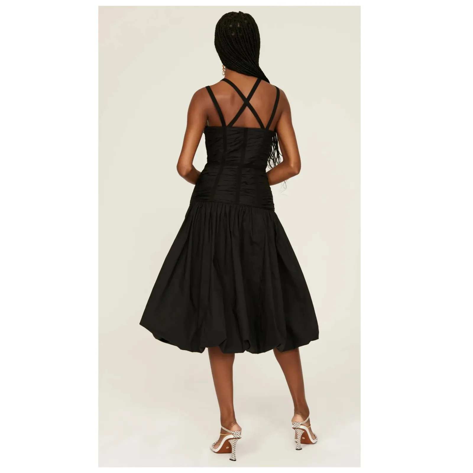 ULLA JOHNSON Kaia Strappy Shirred Drop Waist Cotton Dress Size 10 - Image 2