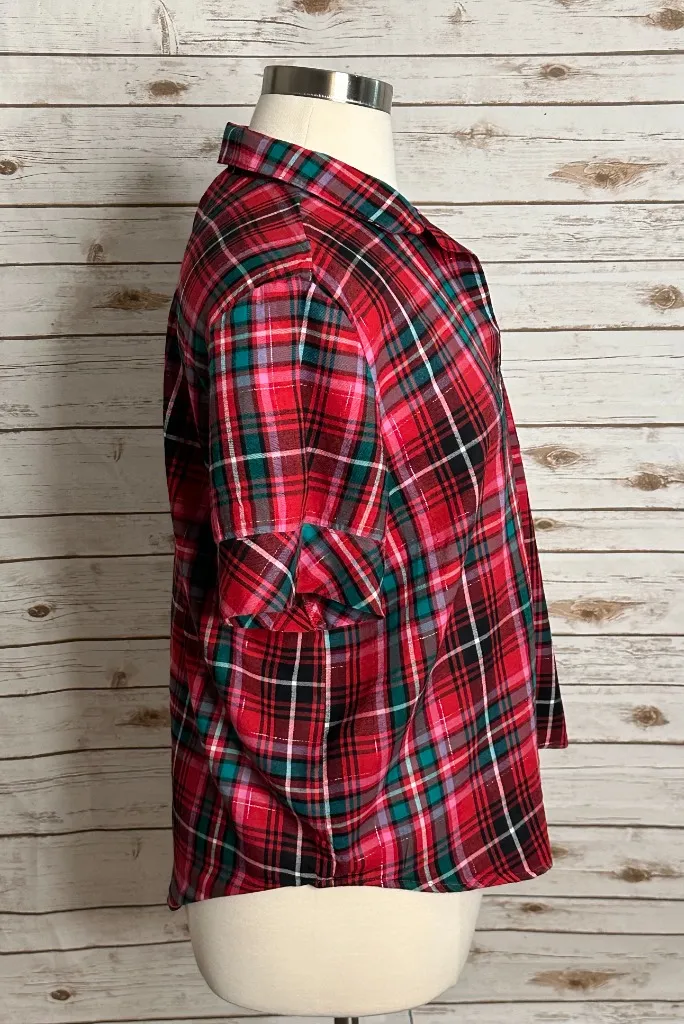 Victoria's Secret VS flannel short sleeve button-up pajama/sleep top Size XL - Image 6