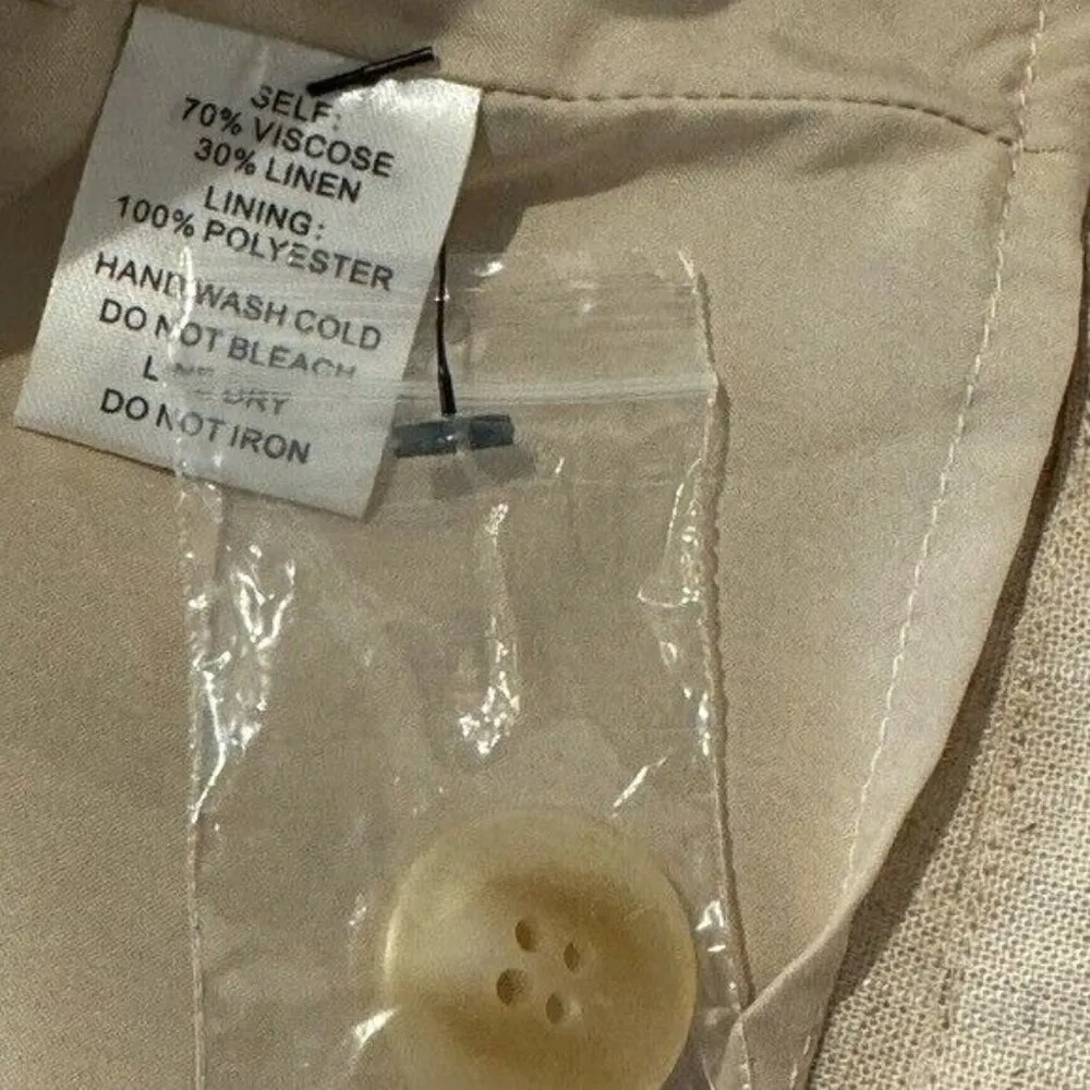 ANTHROPOLOGIE Flat White Square Neck Cropped Linen Blend Top Beige Size XL NEW - Image 7