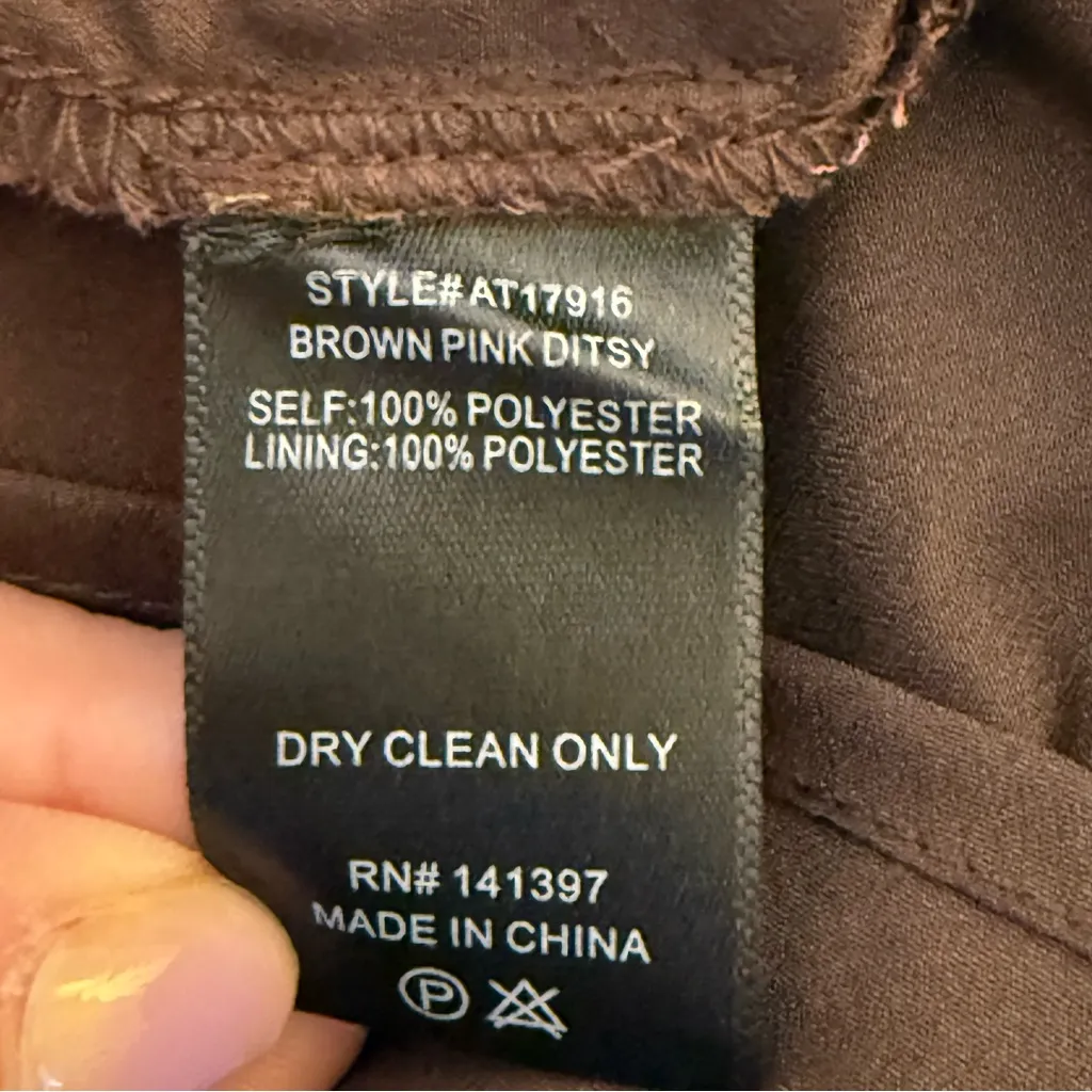 ASTR the Label Floral Print Smocked Babydoll Top Brown Pink Ditsy Med Milkmaid - Image 11