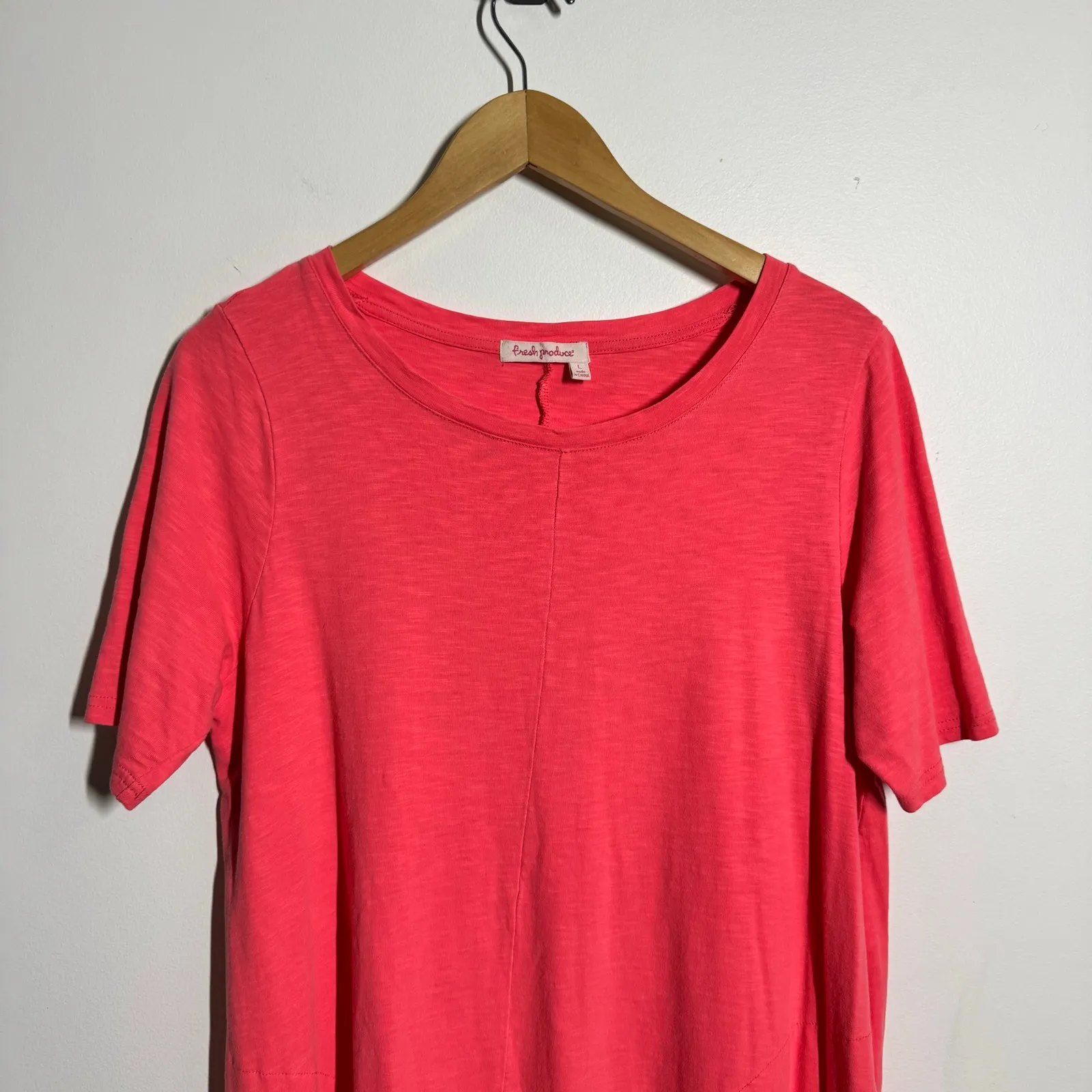 Fresh Produce Tshirt Dress Women L Neon Pink Organic Cotton Coastal Preppy Comfy - Image 3