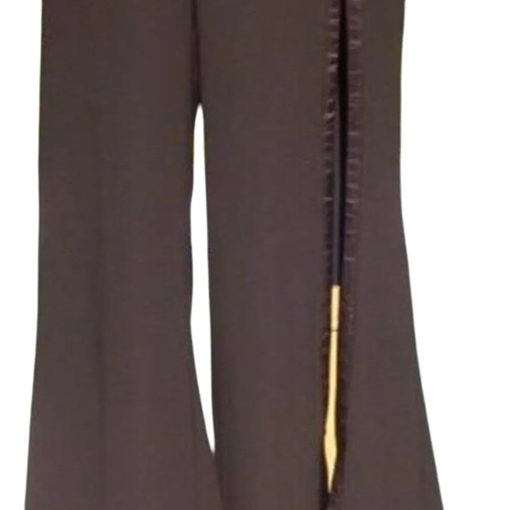 Cache Black UN-ZIP 32" LEG TO THIGH Pant Satin Seam Flair Flat Front NWT $138 - Image 4