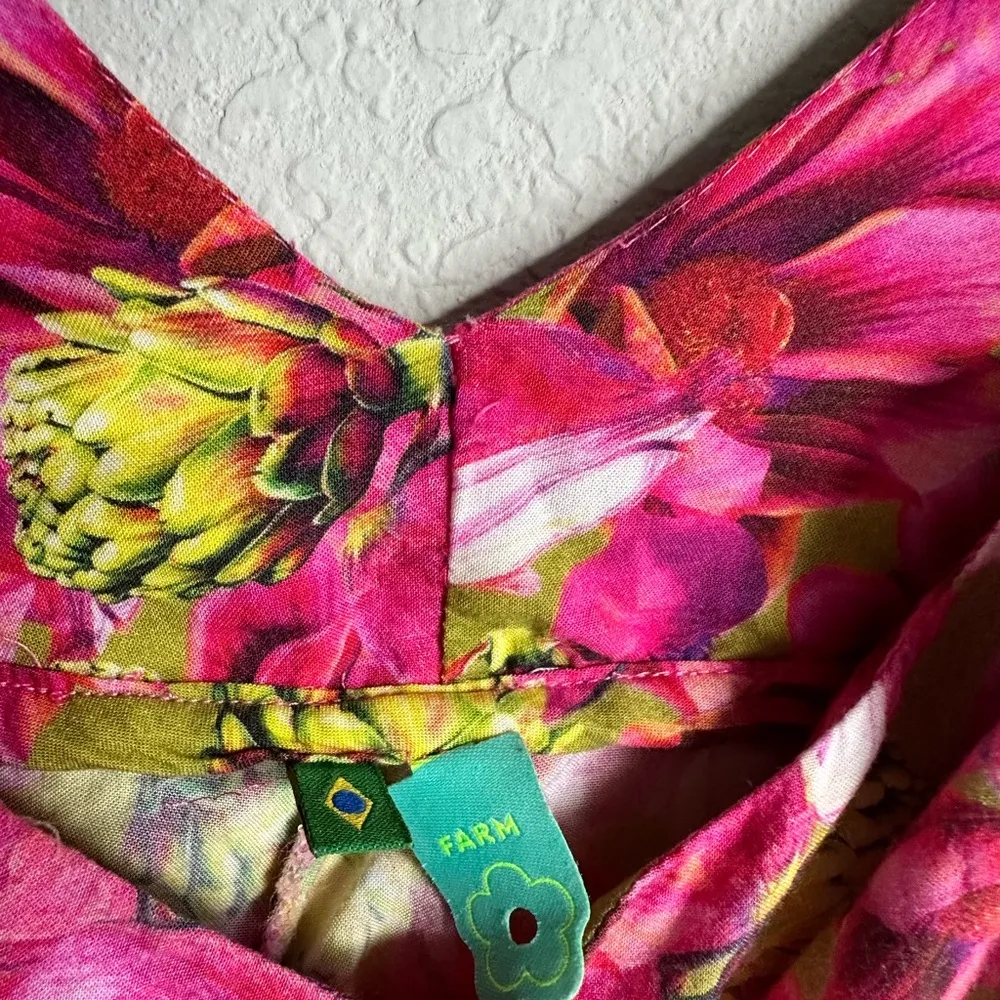 FARM Rio Floral Pink Ruffle Crop Babydoll Tank Top - Image 4