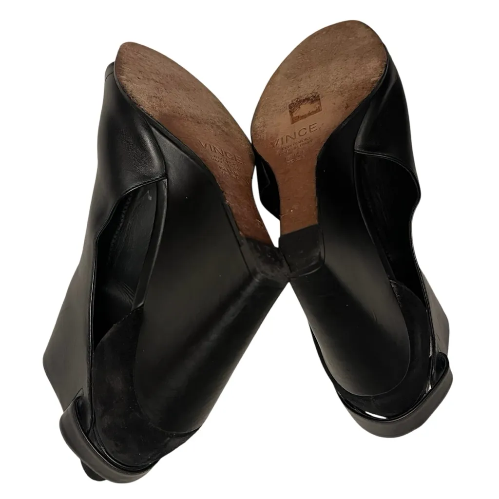 Vince Leather & Suede Cut-Out Katia Peep Toe Wedge Ankle Booties - Image 12