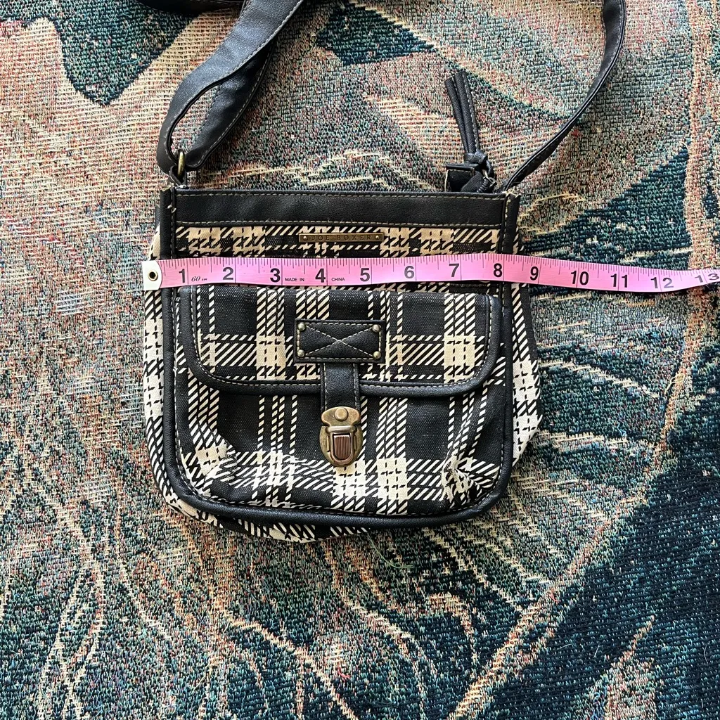 Joe Boxer Plaid Crossbody Bag Black & White Checkered Shoulder Purse Preppy - Image 12