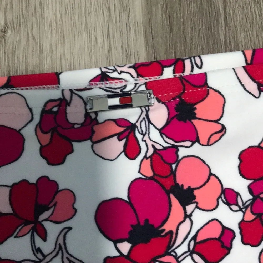 Tommy Hilfiger High Waisted Floral Pink Red White Swim Bikini Bottom Magenta - Image 9