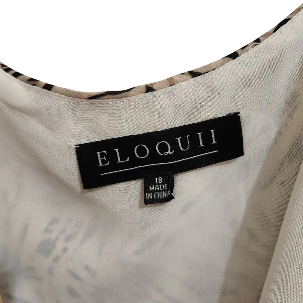Eloquii Faux Wrap Flutter Sleeves Knee Length A-Line Dress Zebra Print Beige 18 - Image 8