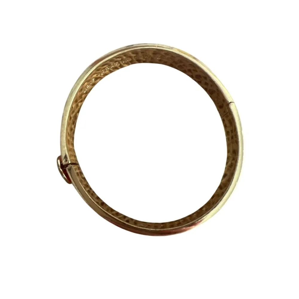 Kate Spade New York Gold Tone Coral Enamel Bangle Bracelet Live Colorfully 6 3/4 - Image 3