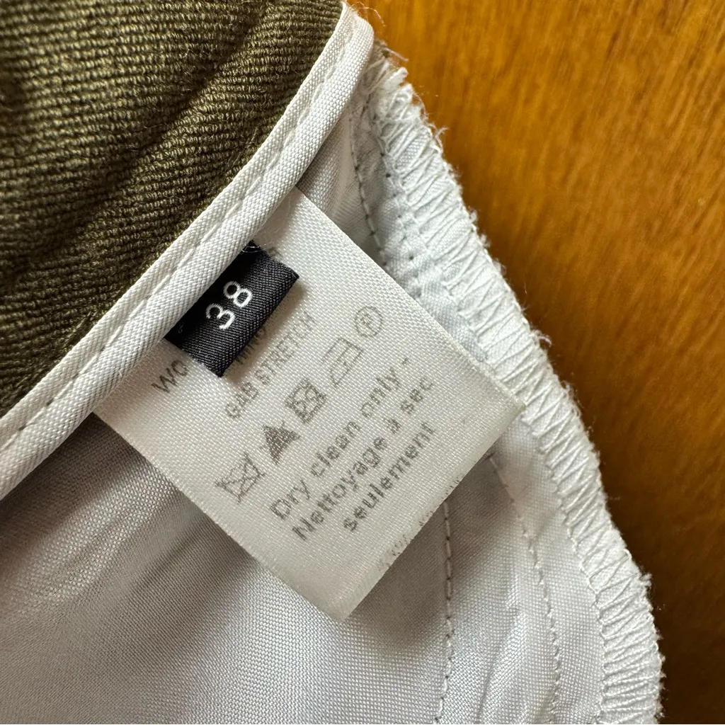 Joseph Nino Gabardine Stretch Slim Pants Olive Green FR 38 US 6 - Image 9