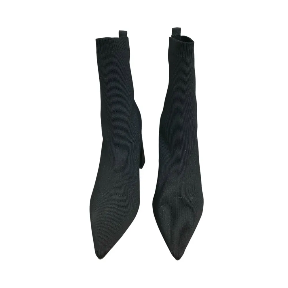 NWOT Zara Black Fabric Geometric Heeled Ankle Pointed Toe Boot.SZ.  38 o… - Image 3