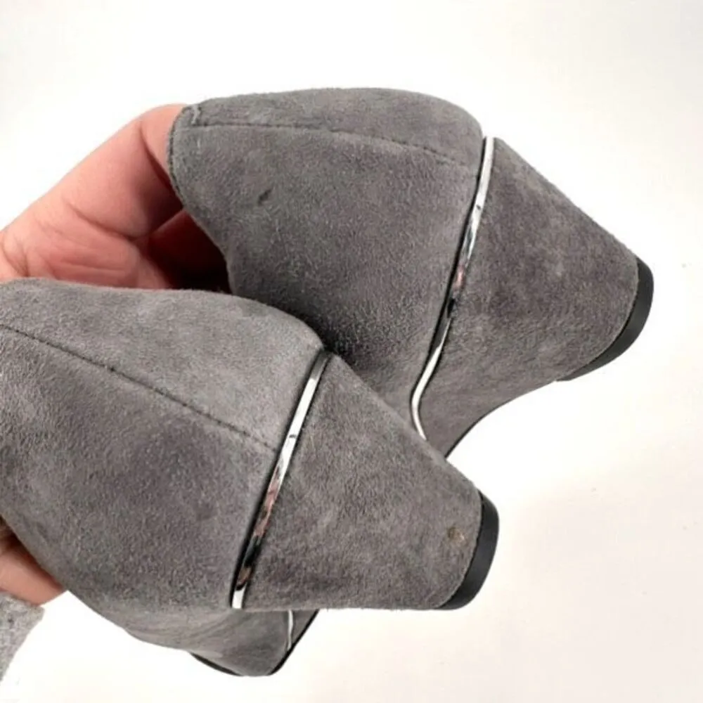 Talbots‎ Women's Laney Kendall Suede Almond Toe Buckle Wedge Heels Gray Size 6 - Image 8