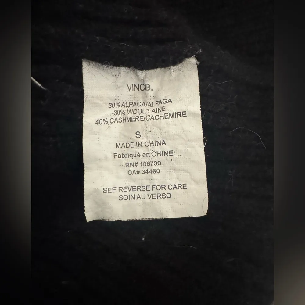 Vince Black Alpaca Wool Cashmere Blend Faux Wrap Sleeveless Sweater Top Small - Image 5