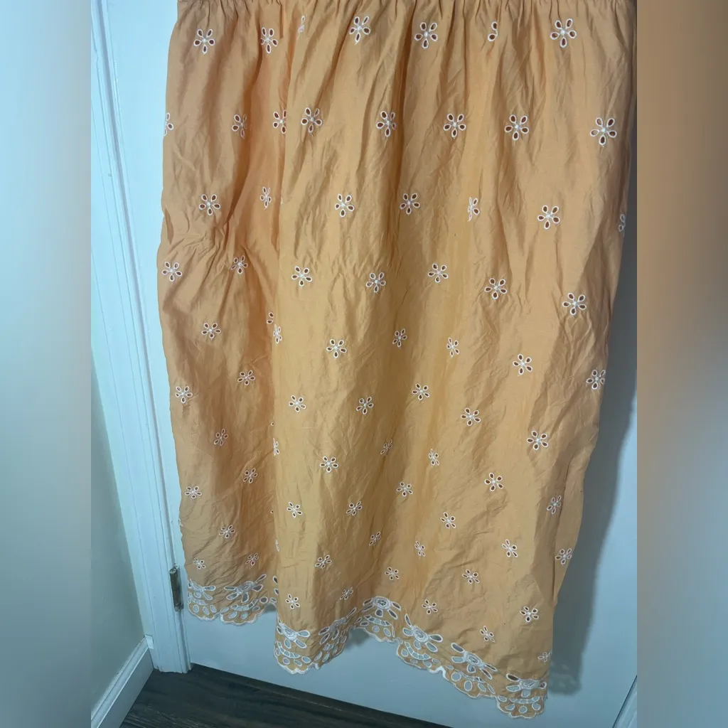 Old Navy Peach Fit & Flare Eyelet Midi Dress - Image 5