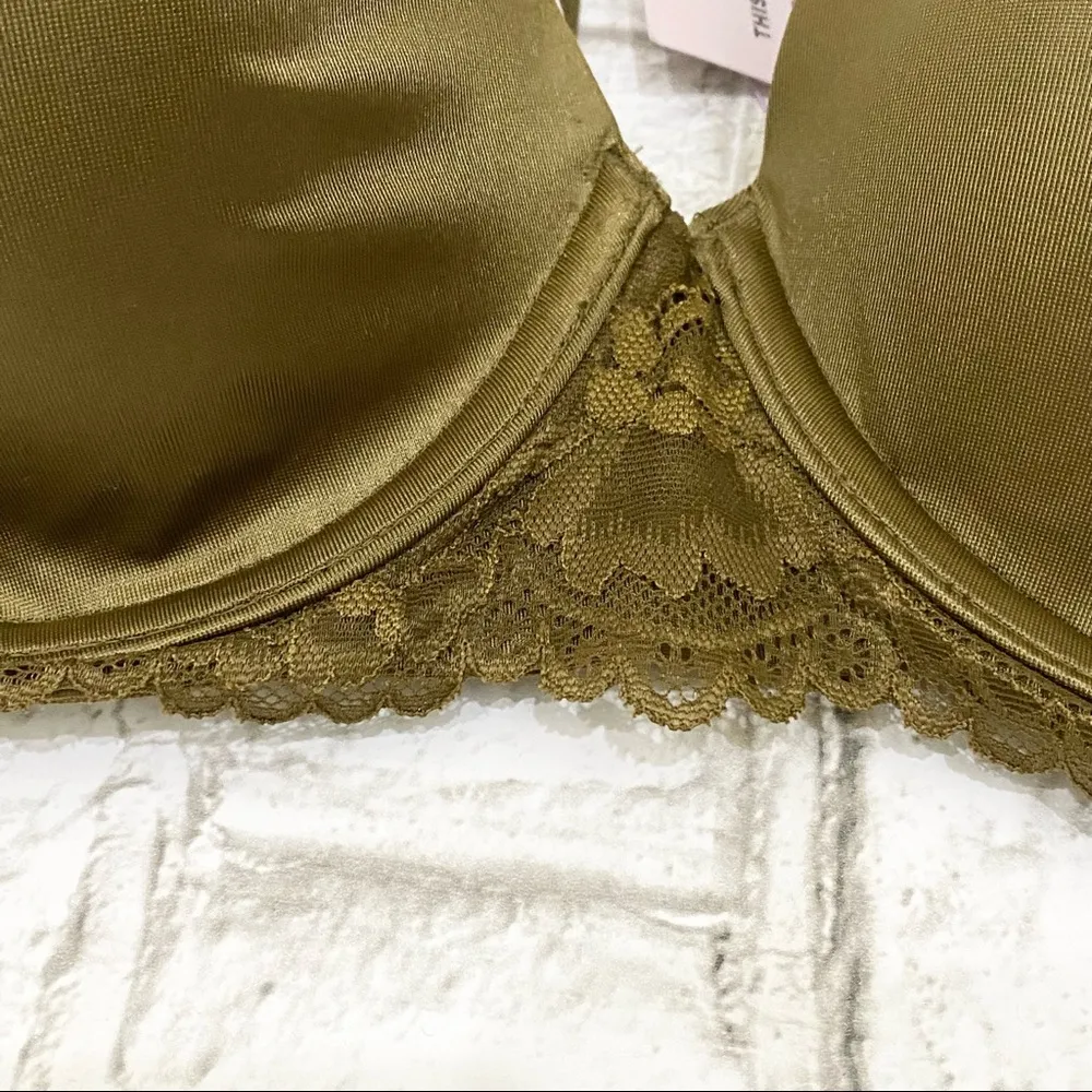 SAVAGE X FENTY Army Olive Green Floral Lace Convertible T Shirt Bra 34DD - Image 11