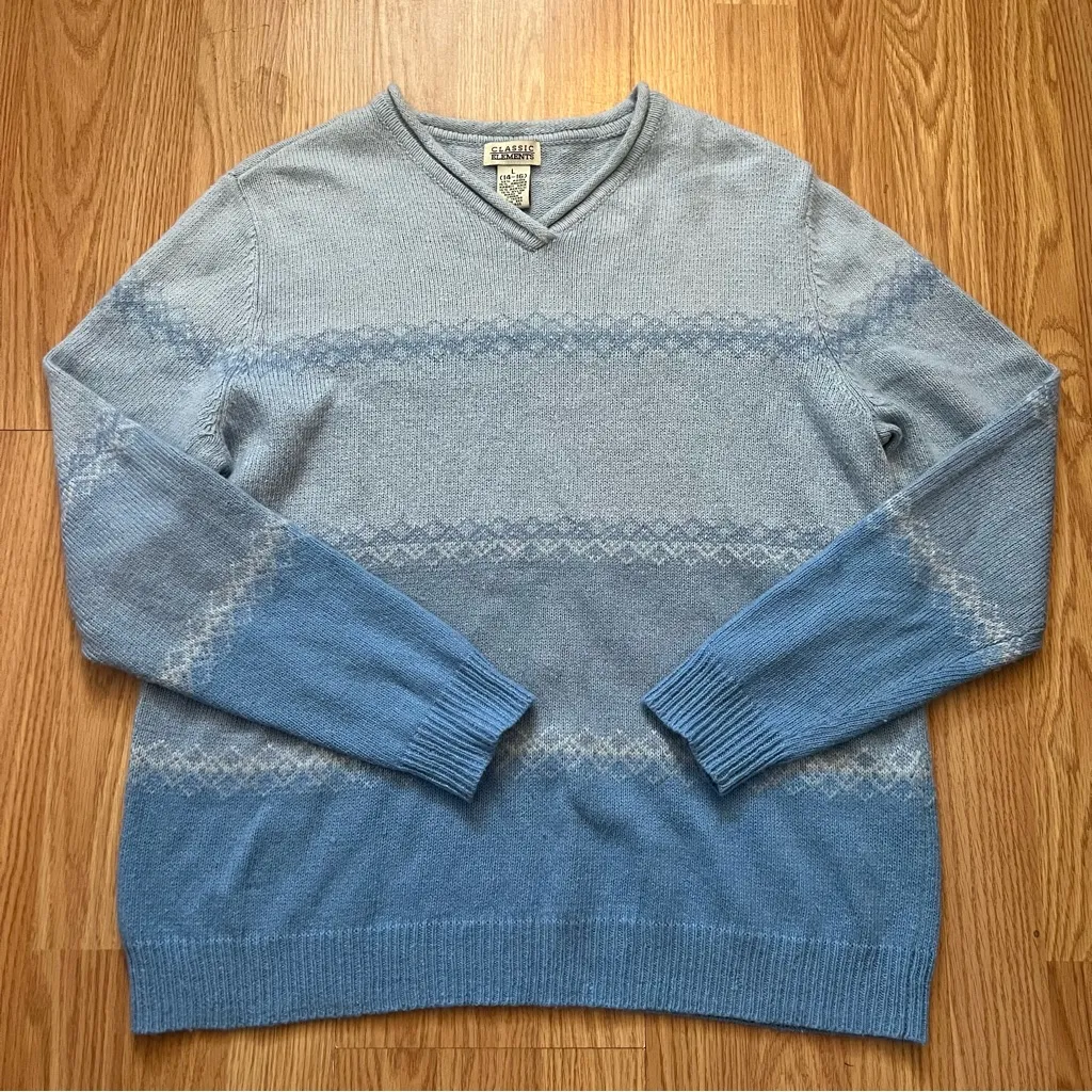 Vintage Classic Elements Angora Rabbit Blend Blue Sweater Women’s Size Large - Image 1