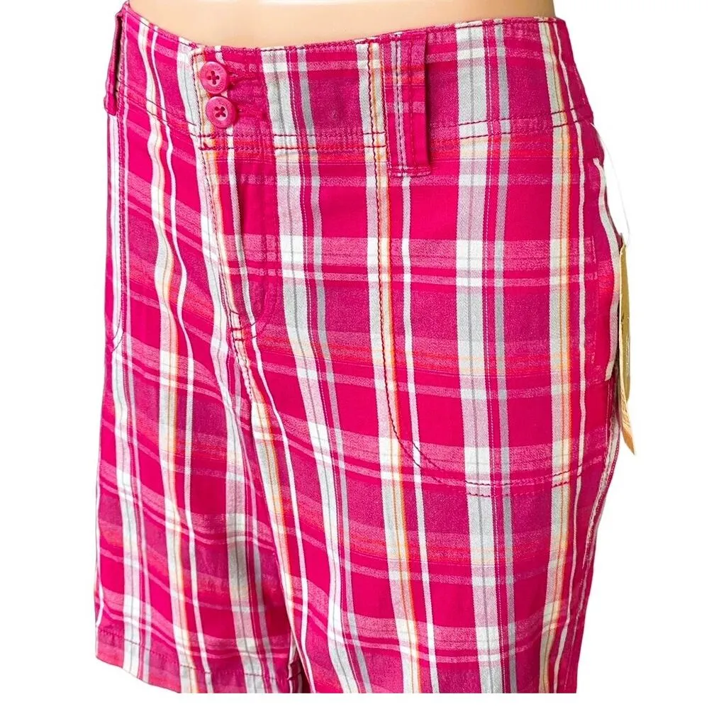 NWT ~ ROUTE 66 Bright Pink Plaid Cotton Casual Pockets Shorts ~ Women's Size 7/8 - Image 3
