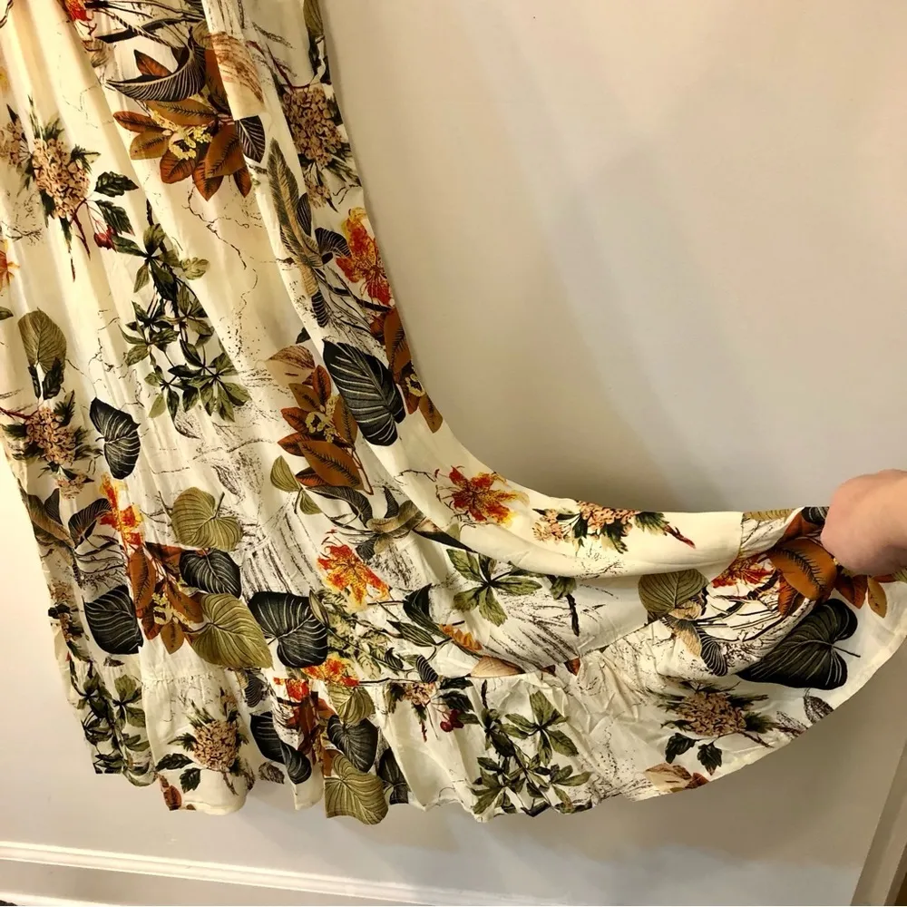 NWOT Miss Sparkling Botanical Print Maxi Dress Size XL Orange - Image 9