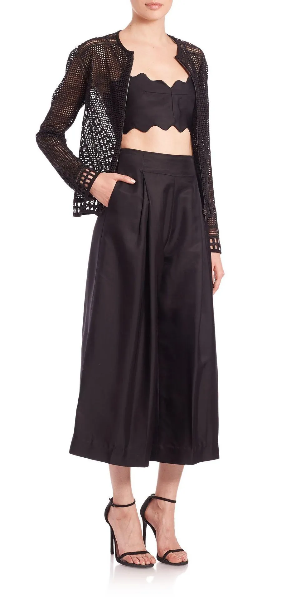 Jonathan Simkhai women’s black Grid mesh jacket size extra small XS - Image 3