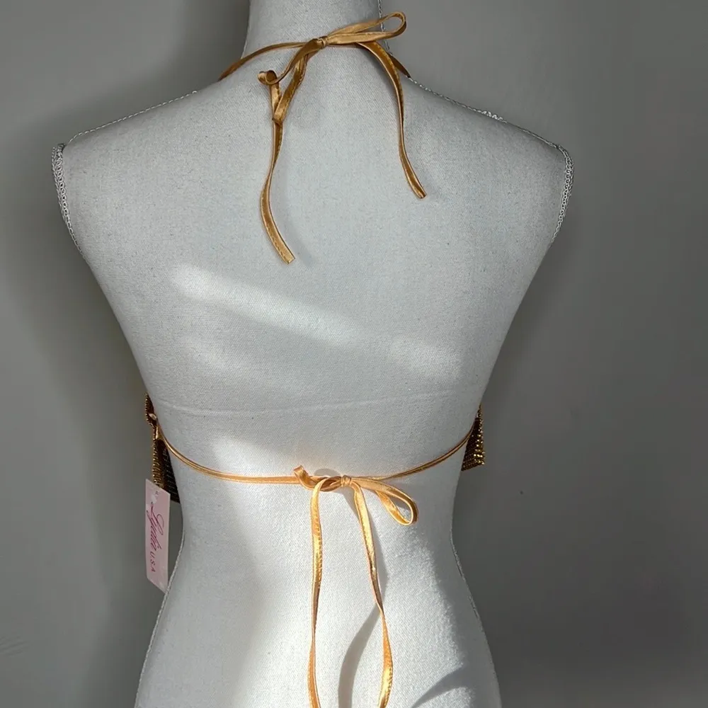 Vintage Chainmail Halter Top Gold Size undefined - Image 8