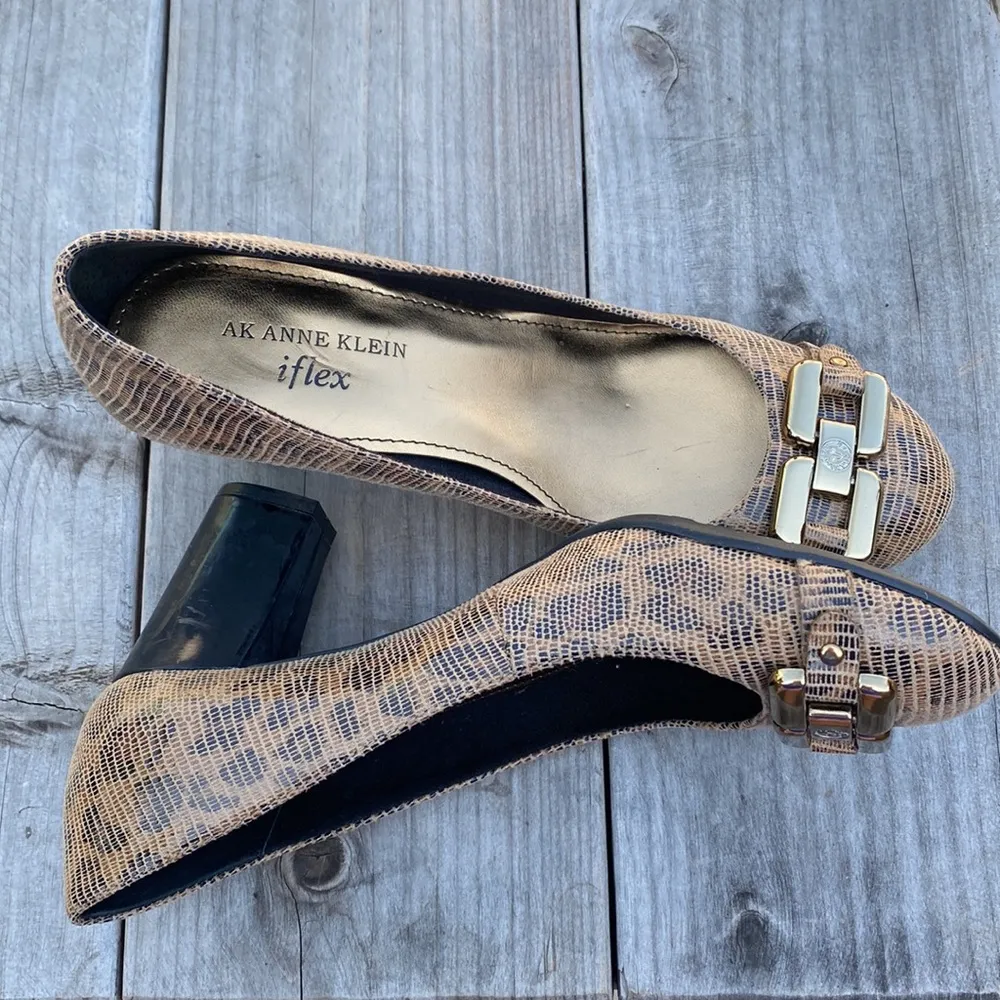 Anne Klein Cheetah Iflex Fannon Gold Pump Heels Size 6 - Image 9