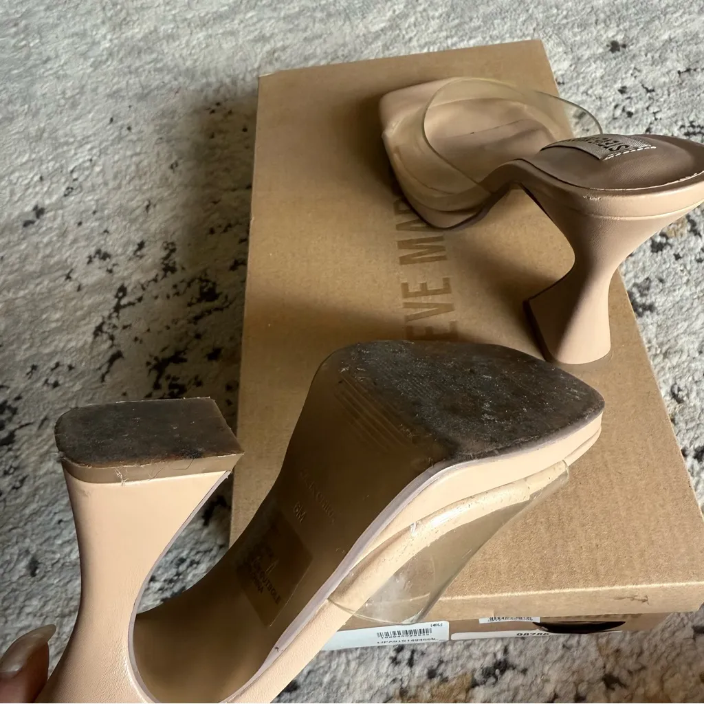 Steve Madden Lipa Clear and Nude Block Heels - Image 13