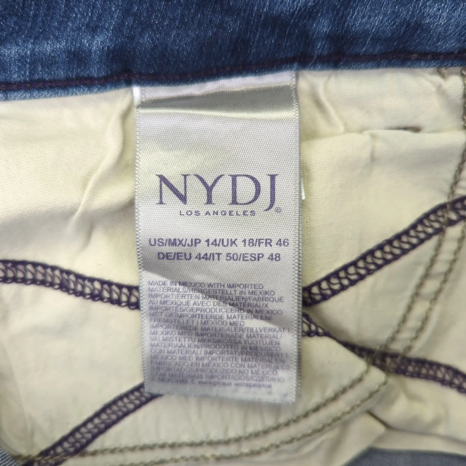 NYDJ Alina Convertible Ankle Jeans Womens 14 Blue Wash Lift Tuck Cropped Stretch - Image 5