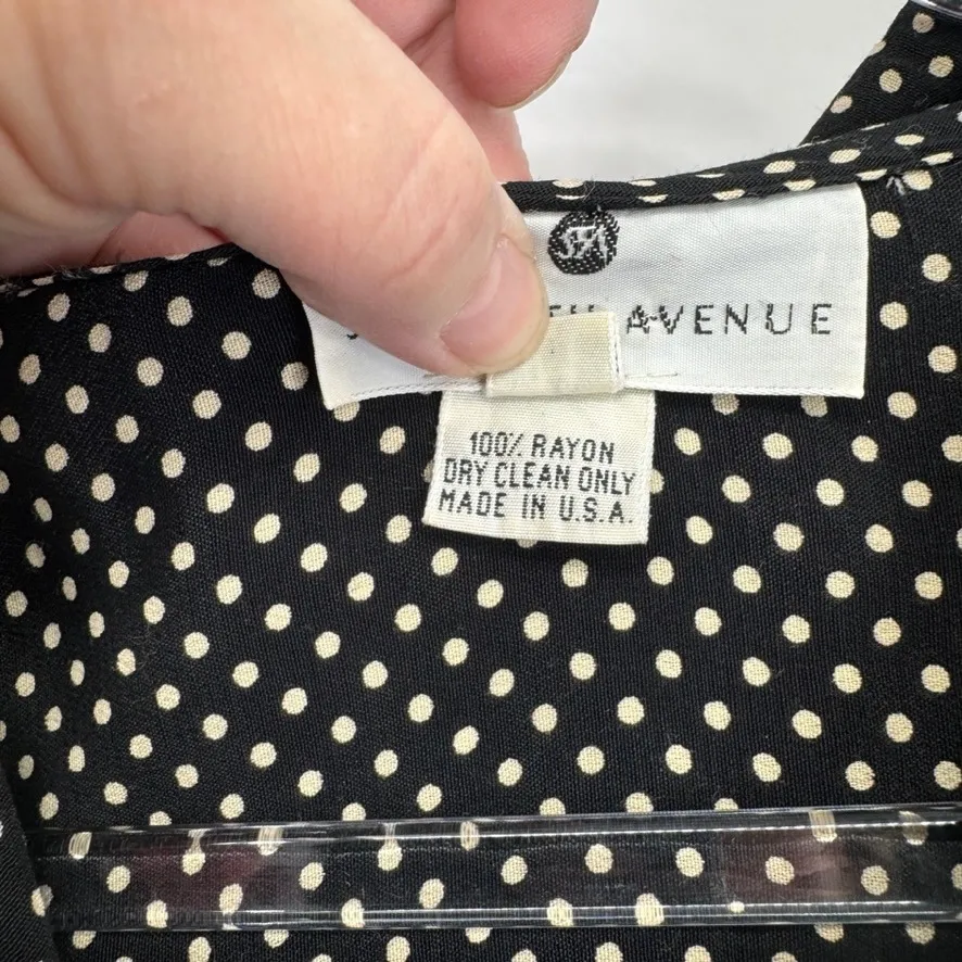 Vintage Saks Fifth Avenue Polka Dot Button Up Shirt Womens Medium Black White - Image 5