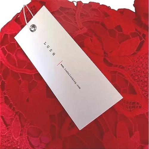 LUSH Red Lace Off Shoulder Cropped Top Style Size L Juniors - Image 4