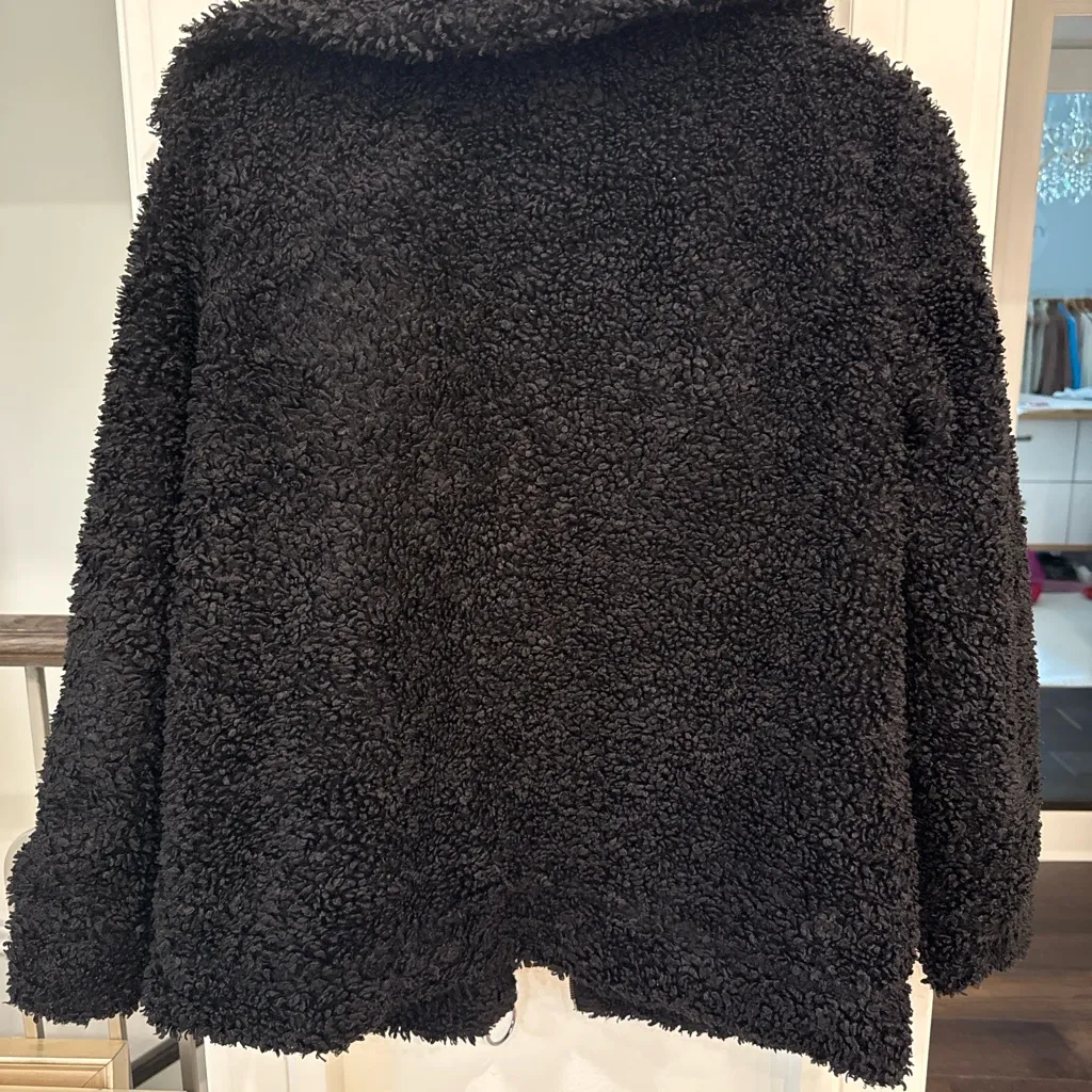Steve Madden Black Teddy Faux Shearling Zip Jacket S - Image 4