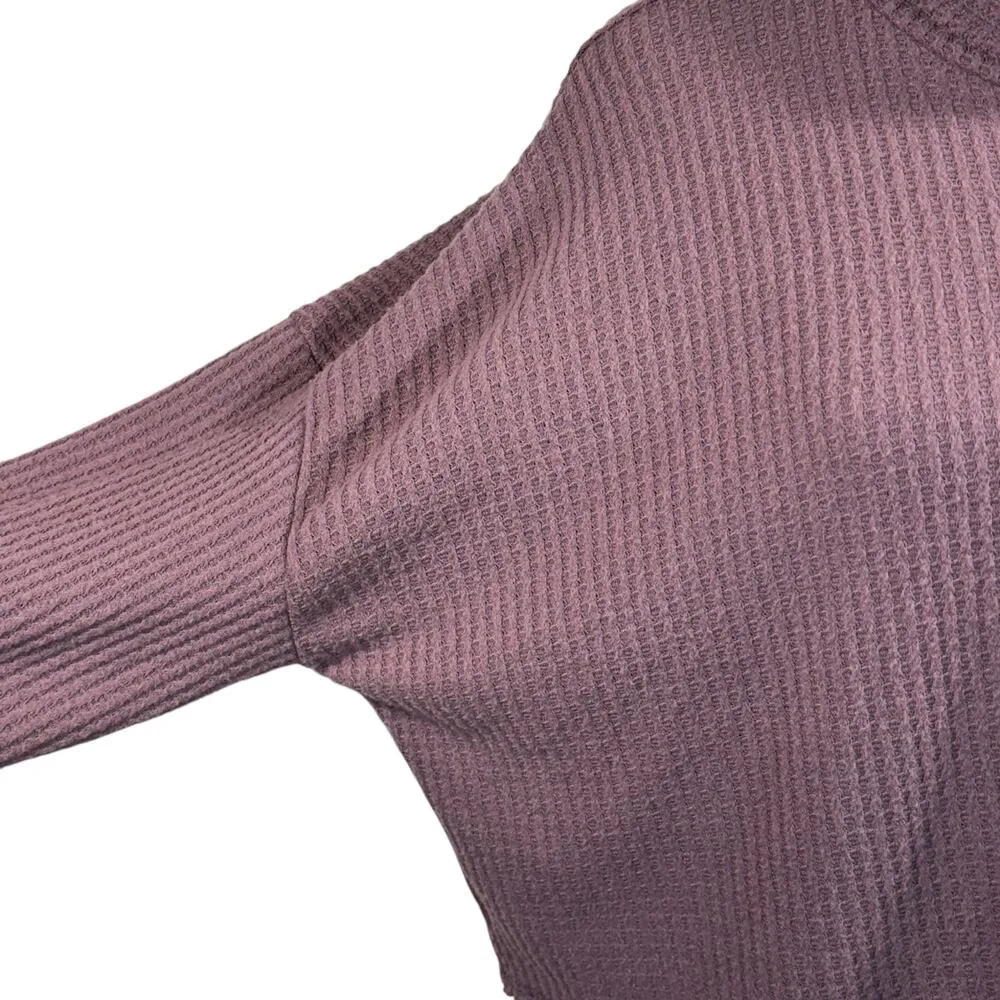 Wild Fable XX-Large Crop Top Waffle Knit Long Sleeve Cowl Neck Stretch Purple - Image 2