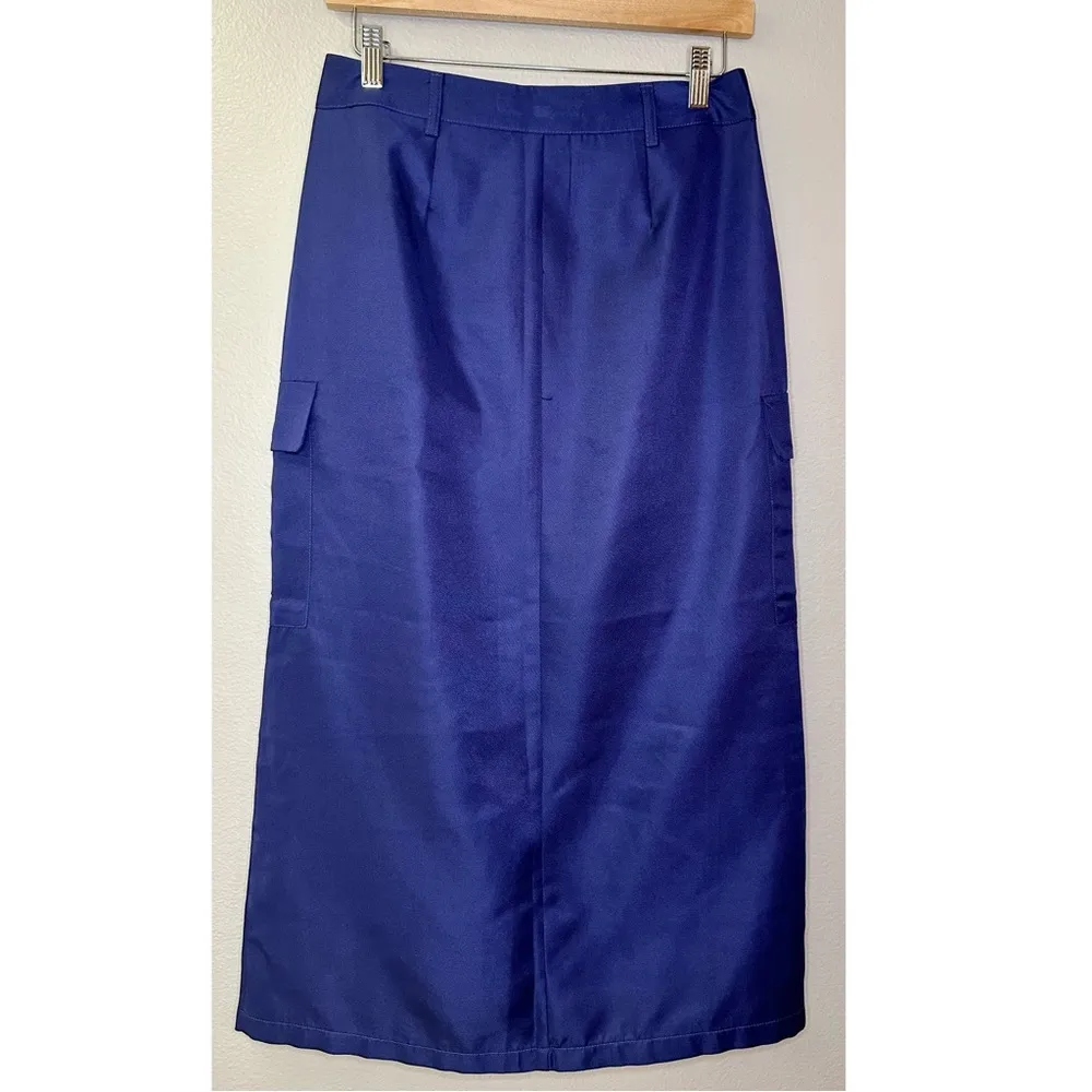 NWT Vero Moda Curve Sikka High Waist Cargo Midi Skirt Astral Aura Purple Satin - Image 10