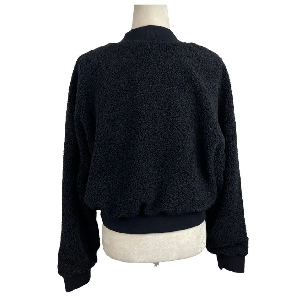 Fabletics Pullover Malia Polar Fleece Black Cropped Teddy Pullover Sweater Large - Image 9