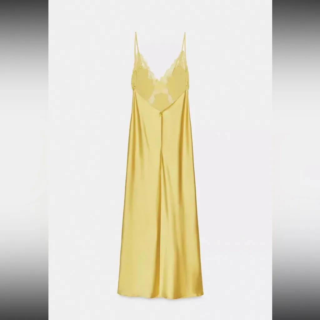 Zara Women's SATIN LACE MIDI DRESS XS - Image 2